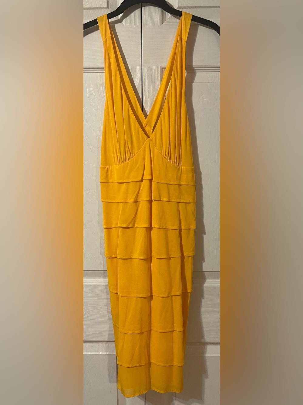Yigal Azrouel Tiered Ruffled V-Neck Dress Mustard 2011/12 Collection 3(L) NWOT’s